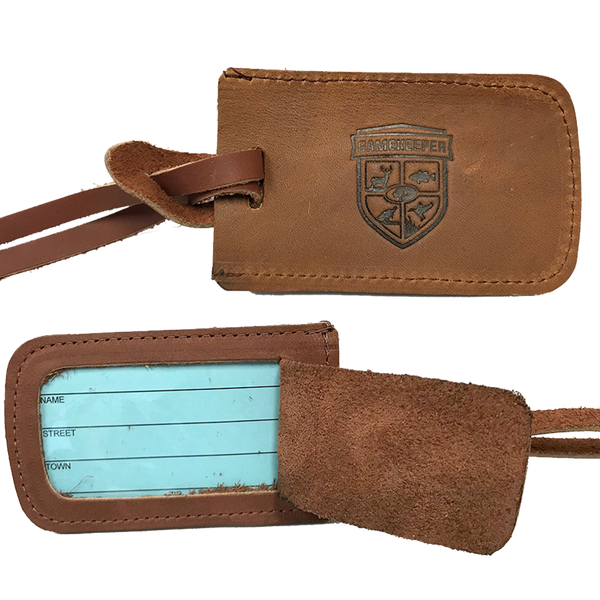 Leather top luggage label